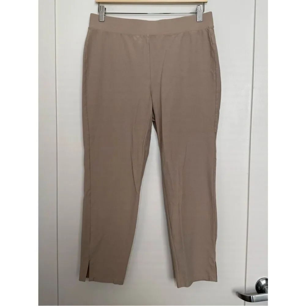 Eileen Fisher System Washable Stretch Crepe Ankle Pants Women Sz M Tan Pull On